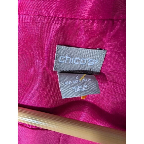 Chico’s Bracelet Sleeve Hot Pink Topper Jacket Tunic Smock Jacket sz 12 14 113 - Picture 6 of 13